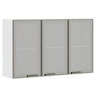 Armário Aéreo 120cm 3 Portas em Alumínio Inox e Vidro Reflecta Prata Pérola Luciane Móveis