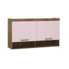 Armário Aéreo 145cm, 2 Portas Basculantes Paris, Avelã/Rosa
