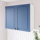 Armário Aéreo 2 Portas 80 cm Pérola Yescasa Azul/Branco