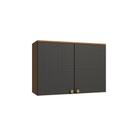 Armário Aéreo 2 Portas 80cm Elara Kappesberg Canela/Preto