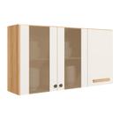 Armário Aereo 2 Portas de Vidro + 1 Porta 120cm Intenza Freijo/Off White - SSX Multicoisas