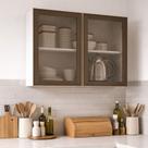 Armário Aéreo 2 Portas de Vidro 80cm Amara Politorno Móveis