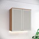 Armário Aéreo 2 Portas Ripado 80 cm Ambiente Requinte Nature Areia Hp Henn