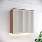 Armário Aéreo 2 Portas Ripado 80 cm Ambiente Requinte Nature Areia Hp Henn