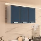 Armário Aéreo 3 Portas 120cm x 66cm x 30,5cm Azul/Branco Armário Aéreo 3 Portas 120cm x 66cm x 30,5cm Azul/Branco