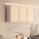 Armário Aéreo 3 Portas 120cm x 66cm x 30,5cm Bege/Branco/Creme Armário Aéreo 3 Portas 120cm x 66cm x 30,5cm Bege/Branco/Creme