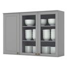 Armário Aéreo 3 Portas Com Vidro 120 Cm Americana Cinza - Henn