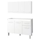 Armario Aereo 4 Portas e Balcao 120cm Branco Mobbs