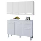 Armário Aéreo 4 Portas e Balcão 3 Portas 120 cm Vitoriana Branco