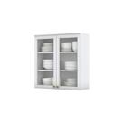 Armário Aéreo 80 Cm 02 Portas Com Vidro Amy Branco Hp Casa 812 Branco Hp