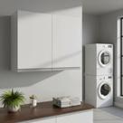Armário Aéreo 80 cm MDF Branco Fosco com 2 Portas e Prateleira Regulável, Linha Modular para Cozinha, Lavanderia e Banheiro, Entregue Montado