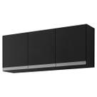 Armário Aéreo Andréia 3 Portas 120 cm Preto Fosco 1840 AJL Móveis