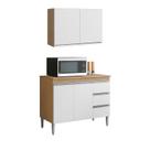 Armário Aéreo Andréia 80 cm Balcão de Cozinha com Tampo 100 cm Branco Amêndoa - AJL Armário Aéreo Andréia 80 cm Balcão de Cozinha com Tampo 100 cm Branco Amêndoa - AJL