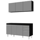 Armário Aéreo Argélia e Balcão Gabinete Para Pia 150cm sem Tampo Marrocos Preto/Cinza - Lumil Móveis Armário Aéreo Argélia e Balcão Gabinete Para Pia 150cm sem Tampo Marrocos Preto/Cinza - Lumil Móveis