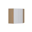 Armário Aéreo Canto Diagonal 74cm 2 Portas Slim Luciane Móve Freijó/cinza Cristal