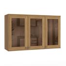 Armário Aéreo Celeste Kappesberg 100% MDF 3 Portas com Vidro Nogueira 120cm Armário Aéreo Celeste Kappesberg 100% MDF 3 Portas com Vidro Nogueira 120cm