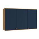 Armário Aéreo Celeste Kappesberg 100% MDF 3 Portas Nogueira/Azul 120cm