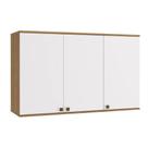 Armário Aéreo Celeste Kappesberg 100% MDF 3 Portas Nogueira/Branco 120cm