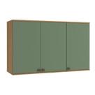 Armário Aéreo Celeste Kappesberg 100% MDF 3 Portas Nogueira/Verde 120cm