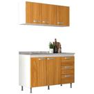 Armário Aéreo com Balcão Evidencia 5 Portas 3 Gavetas Evidencia Cor Branco Cinamomo Armário Aéreo com Balcão Evidencia 5 Portas 3 Gavetas Evidencia Cor Branco Cinamomo