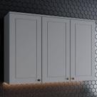 Armário Aéreo Cozinha 120 Cm Americana 3 Portas 100% Mdf Cinza C352 - Henn
