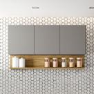 Armário Aéreo Cozinha 120 Cm Line 3 Portas Freijó/Gris - Kits Paraná