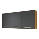 Armário Aéreo Cozinha 120cm 3 Portas Com Divisória 120 cm Home Freijó Grafite