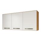 Armário Aéreo Cozinha 120cm 3 Portas Com Divisória Home - Freijó Off White