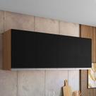 Armário Aéreo Cozinha Andréia 150cm 4 Portas Multiuso MDP Amêndoa Preto - Desk Design