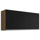 Armário Aéreo Cozinha Andréia 3 Portas 120 cm Amendoa Preto AJL Móveis Armário Aéreo Cozinha Andréia 3 Portas 120 cm Amendoa Preto AJL Móveis