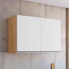 Armário Aéreo Cozinha Andréia 80cm 2 Portas Multiuso MDP Funcional Amêndoa Branco - Desk Design