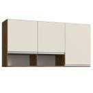 Armário Aéreo Cozinha Athena 3 Portas Itauba/Off White - Irm Móveis