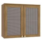 Armário Aéreo Cozinha Botanic 80 Cm 2 Portas com Tela Nogueira Fosco - Kappesberg