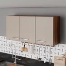 Armário Aéreo Cozinha Genebra 3 Portas Castanho/Off White - Pnr Móveis Armário Aéreo Cozinha Genebra 3 Portas Castanho/Off White - Pnr Móveis