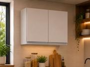 Armário Aéreo Cozinha, Lavanderia Eva 2 Portas Branco 80cm L06