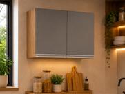 Armário Aéreo Cozinha, Lavanderia Eva 2 Portas Castanho e Cinza 80cm L06