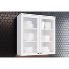 Armário Aéreo Cozinha Modulado Americana 2 Portas de Vidro Branco - Henn