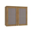 Armário Aéreo Cozinha Modulado Botanic M633 c/ 2 Portas c/ Tela 80cm Nogueira - Kappesberg