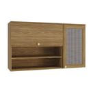 Armário Aéreo Cozinha Modulado Botanic M635 2 Portas c/ Tela Nogueira - Kappesberg