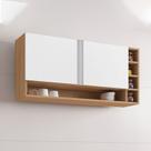 Armário Aéreo Cozinha Vanessa 105cm 2 Portas Nicho Lateral MDP Funcional Amêndoa Branco - Desk Design