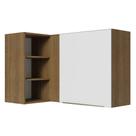 Armário Aéreo de Canto com Adega Acoplada Madesa Lux 1 Porta - Rustic/Branco Veludo Armário Aéreo de Canto com Adega Acoplada Madesa Lux 1 Porta - Rustic/Branco Veludo