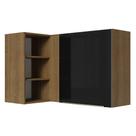 Armário Aéreo de Canto com Adega Acoplada Madesa Lux 1 Porta - Rustic/Preto