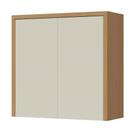 Armário Aéreo De Cozinha 0,80m 2 Portas 100% Mdf Cléo Madeirado/Off White Nesher