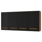 Armário Aéreo de Cozinha 120 cm com 4 Portas Lara Savana / Preto