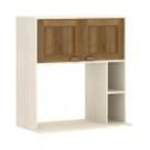 Armário Aéreo de Cozinha 80cm 2 Portas 4 Prateleiras e Nicho Microondas Sofia Luciane Móveis