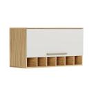 Armário Aéreo de Cozinha 80cm com 1 Porta Basculante e Mini Adega 100% MDF Itália Espresso Móveis