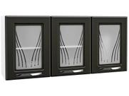 Armário Aéreo de Cozinha em Aço Star New 3 Portas com Vidro Branco/Preto - Telasul