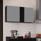 Armário Aéreo de Cozinha Lavanderia 02 Portas Agata Preto e Cinza 100 Cm L06 - D'Rossi Armário Aéreo de Cozinha Lavanderia 02 Portas Agata Preto e Cinza 100 Cm L06 - D'Rossi