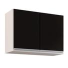Armário Aéreo de Cozinha Lavanderia 02 Portas Eva Branco e Preto 80 Cm L06 - D'Rossi