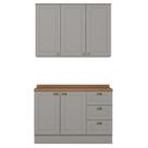 Armario Aereo E Balcao 120cm CE169 Americana Cinza Nature Henn